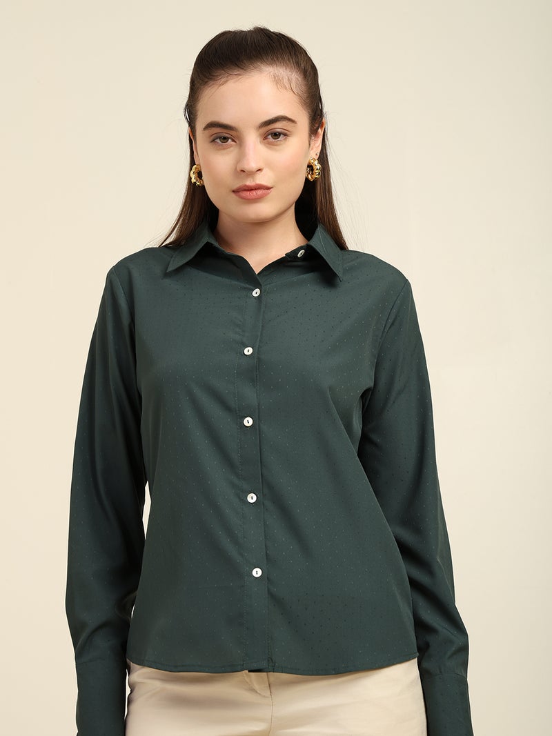 7OUNCE Dobby Solid Color Full Sleeve Shirt for Women - Image 1